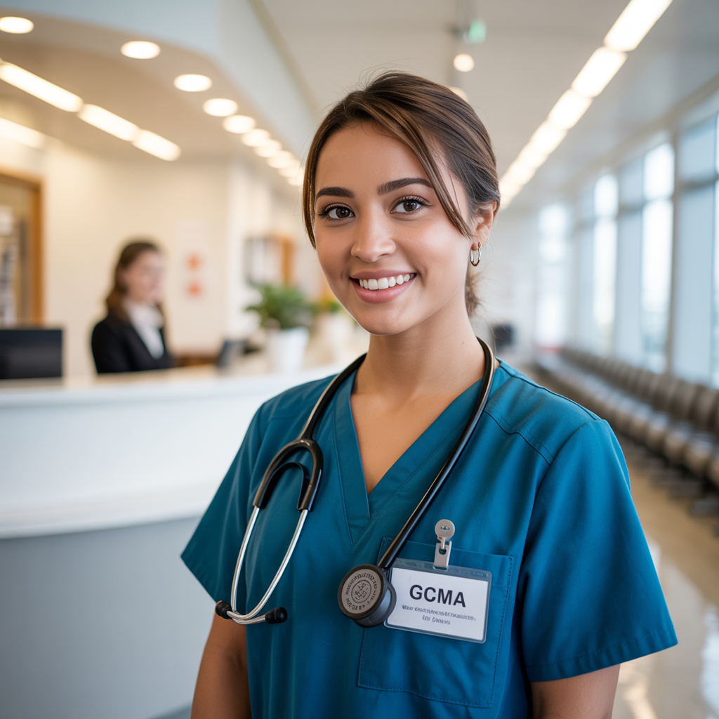 a photograph of a smiling medical assist dabfnwscq2od0uvlhik1og 1lvtmb5nrt olo3qiiqgqq